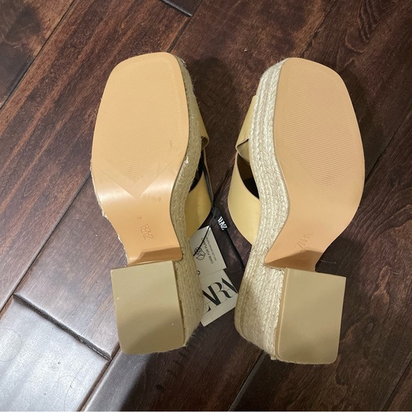 NWT Zara Tan Chunky Heel Espadrille Sandals - Picture 3 of 6